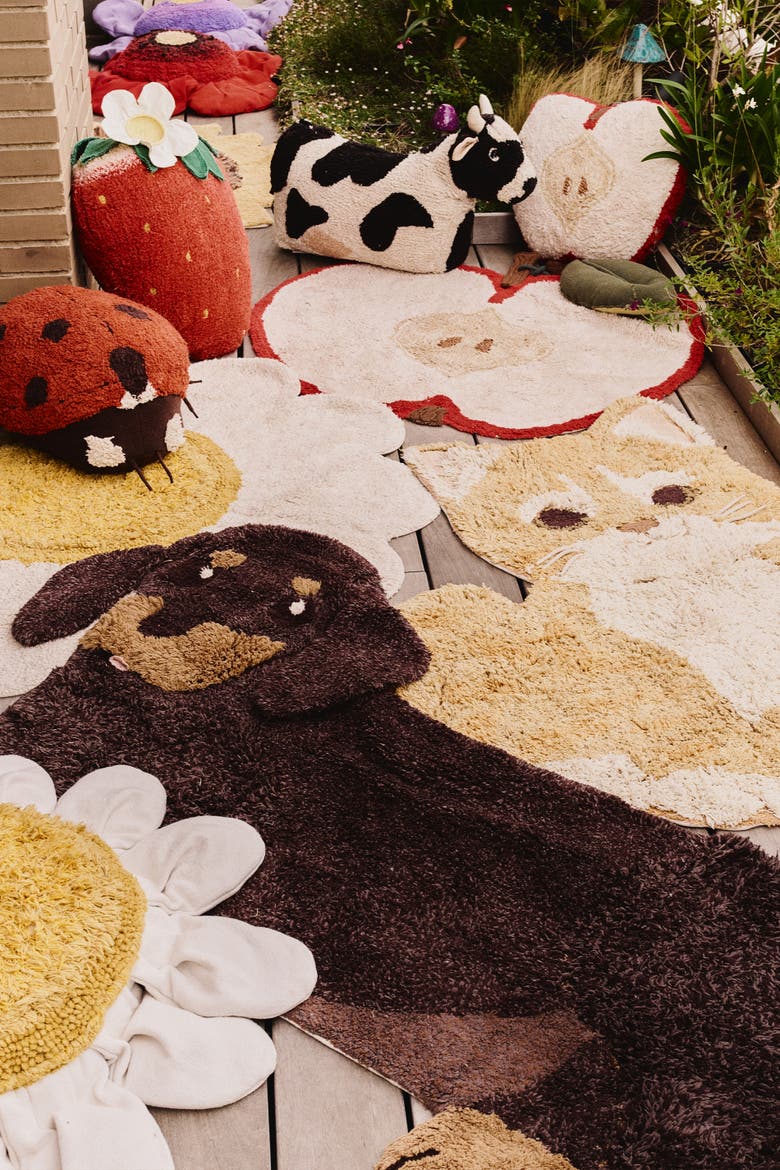 Washable Rug Jack the dog, Alternate, color, Dk Grey, Ochre, Rose