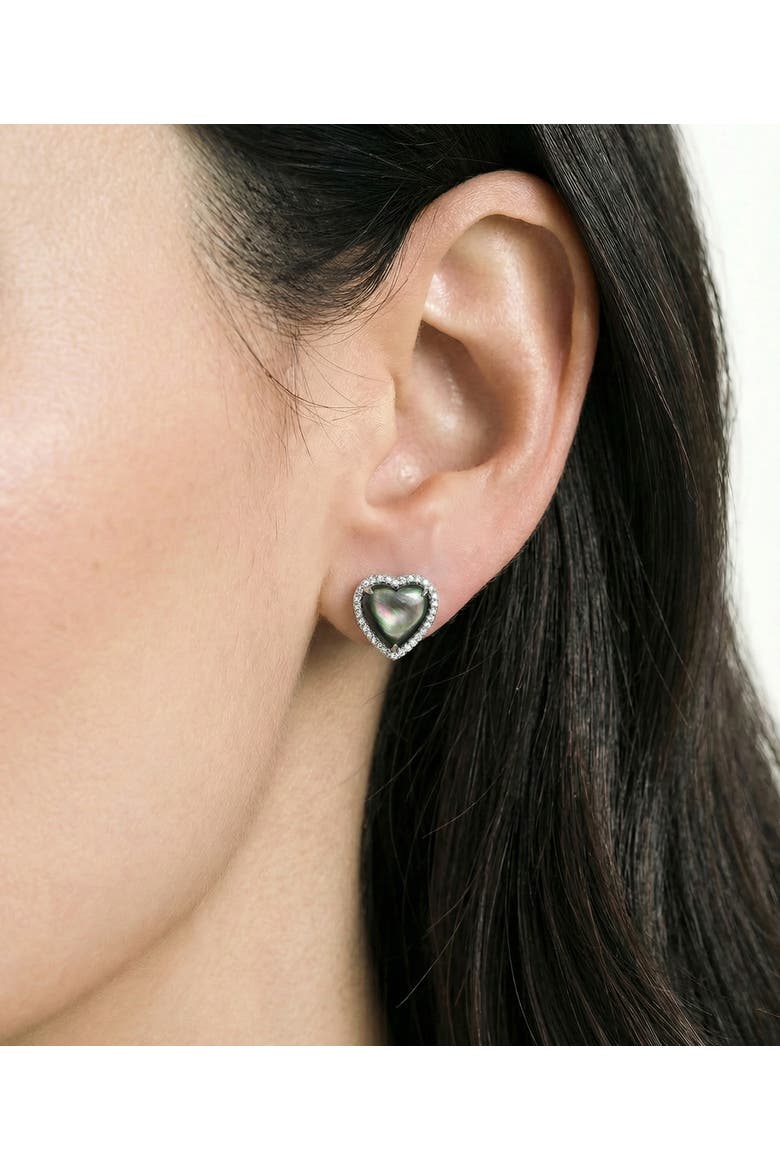 Black Mother of Pearl Heart - Shaped Ophelia Earrings, Alternate, color, Sterling Silver