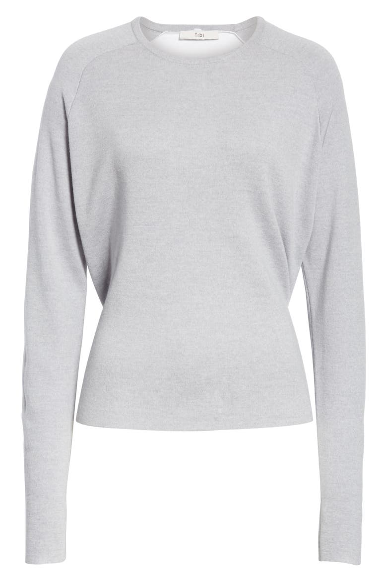 Merino Wool Sweater, Alternate, color, HEATHER GREY/ WHITE