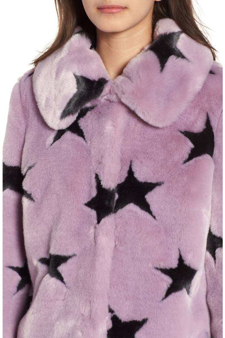 Faux Fur Swing Coat, Alternate, color, LAVENDER/ GREYDNU