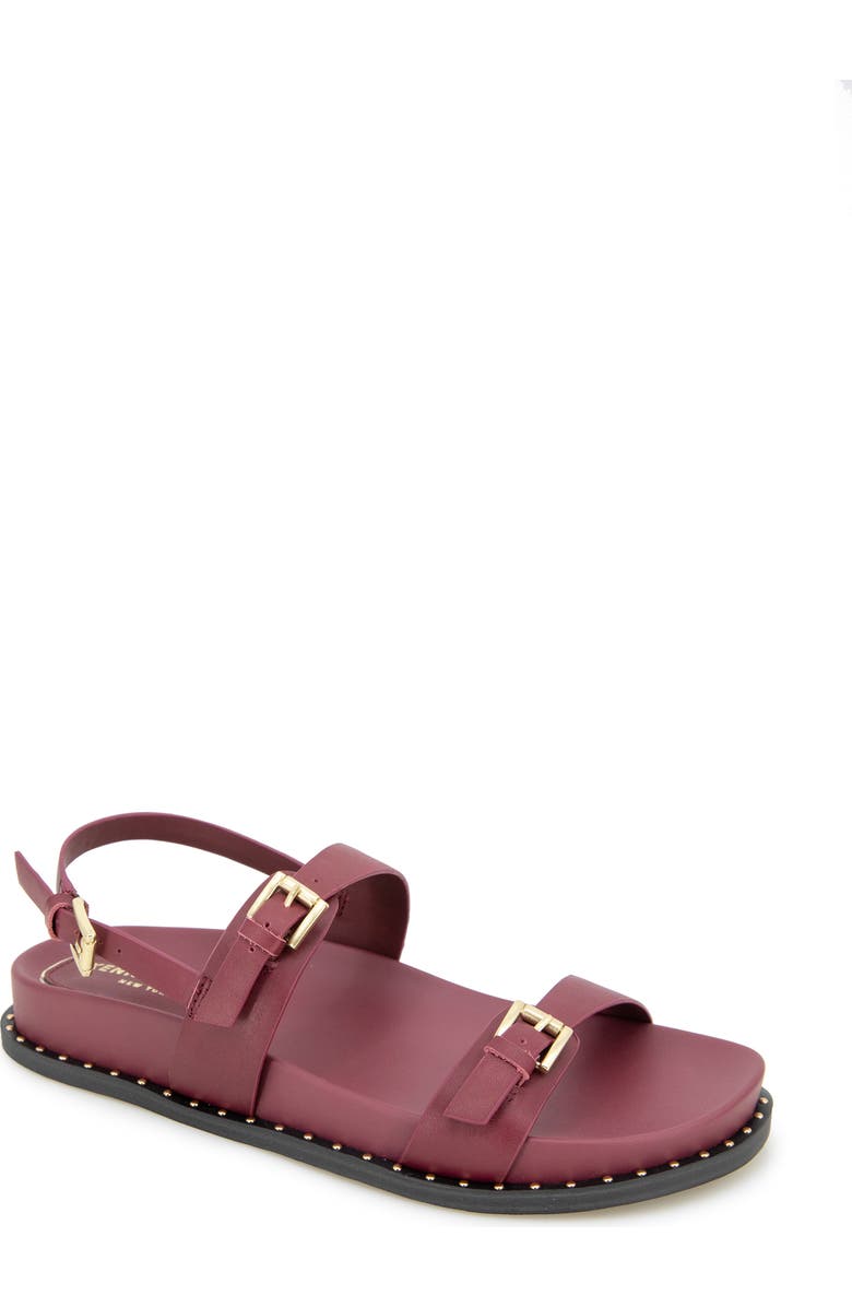 Kenneth Cole Drinity Flat Slingback Sandal, Main, color, Dark Red Leather