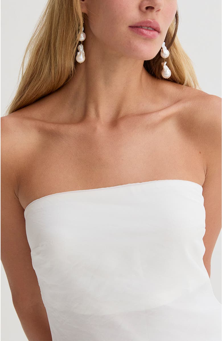 CRESCENT Organza Tube Midi Dress, Alternate, color, White