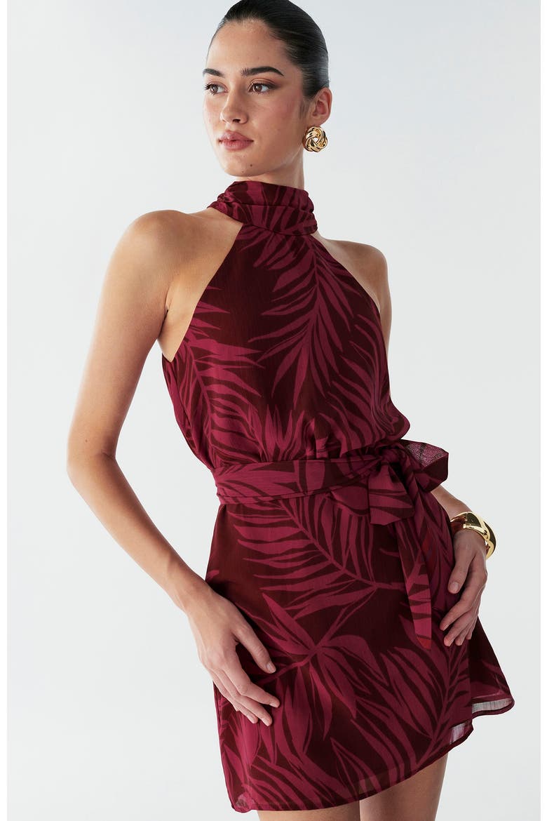 Leisha Dress, Alternate, color, Burgundy Palms