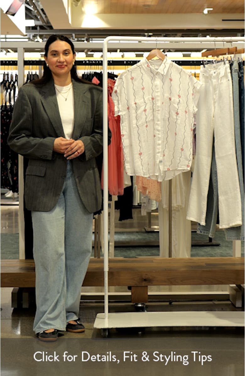 Cito Floral Embroidered Linen Blend Button-Up Shirt, sales video thumbnail