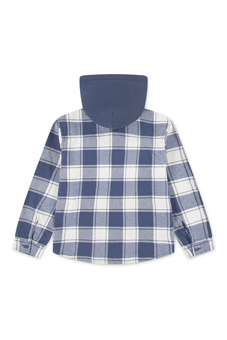 Kids' Hooded Flannel Button-Up Shirt, Alternate, color, VINTAGE INDIGO