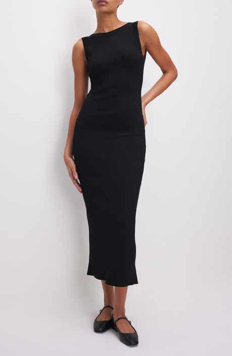 Good American Shine Scoop Back Ribbed Tank Dress