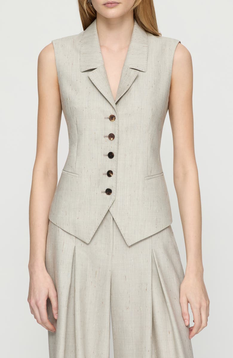Lafayette 148 New York Flecked Wool & Silk Waistcoat, Main, color, 