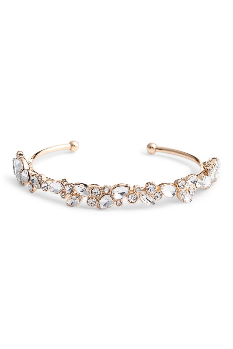 Mixed Cut Crystal Cuff, Main, color, CLEAR- GOLD