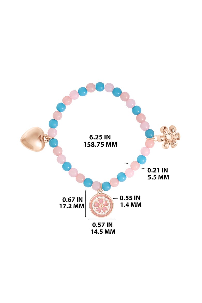 Kids Pastel Beaded Bracelet & Heart Earrings Set, Alternate, color, pink , blue, gold