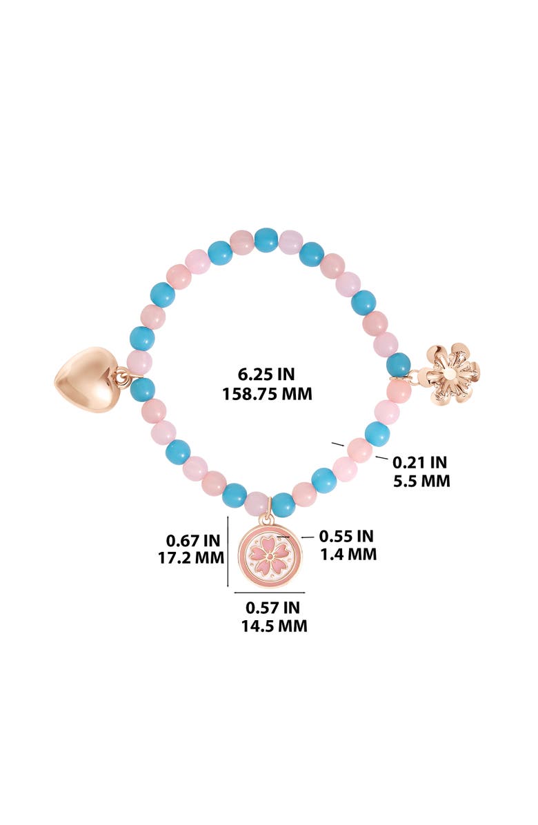 Jessica Simpson Kids Kids Pastel Beaded Bracelet & Heart Earrings Set, Alternate, color, Pink , Blue, Gold