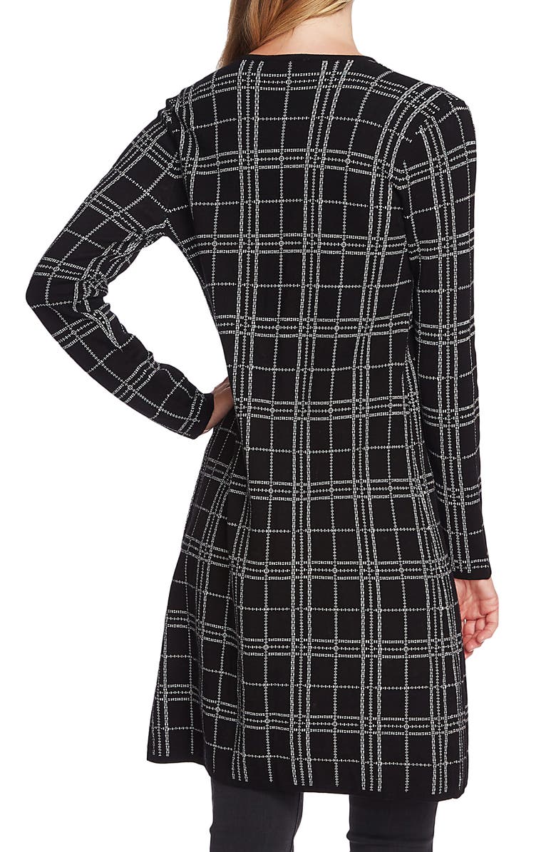 Vince Camuto Plaid Open Front Combed Cotton Cardigan, Alternate, color, 