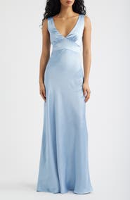 Princess Polly Birdette Deep V-Neck Satin Gown