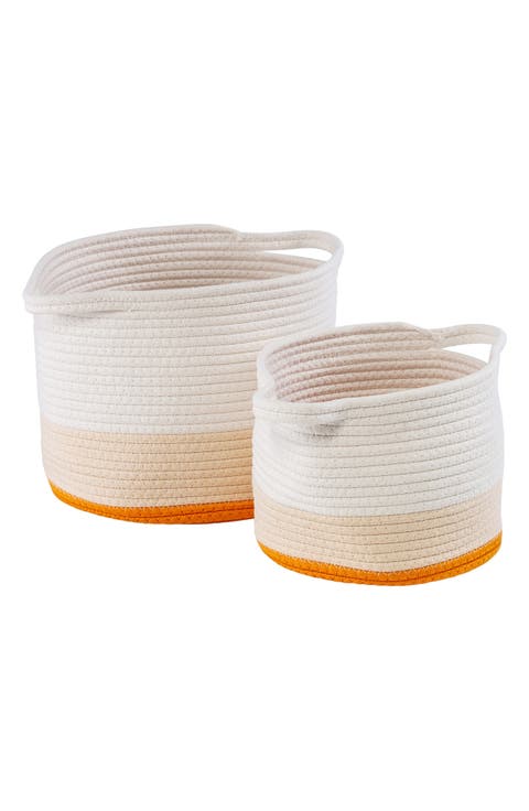 Nesting Cotton Rope Storage Basket Set, Yellow Ombre