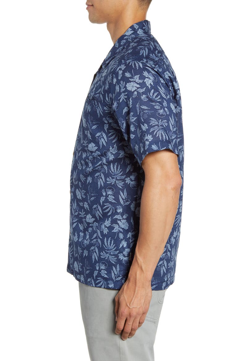 Lightweight A/C® Regular Fit Print Cotton & Hemp Short Sleeve Shirt, Alternate, color, FIBER FLORA/ STONE BLUE