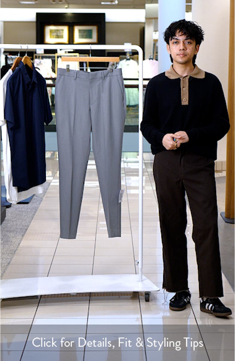 Slim Fit Grey Flat Front Stretch Suit Pants, sales video thumbnail