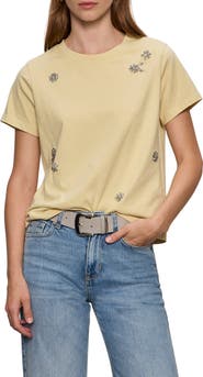Sanctuary Floral Crystal Embellished Organic Cotton T-Shirt