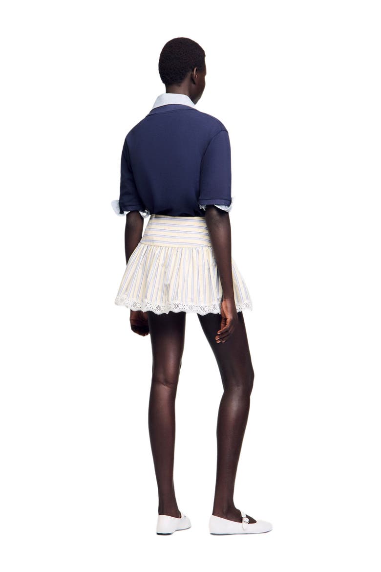 Striped skort, Alternate, color, Ecru / jean