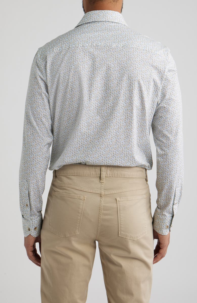 Bugatchi James OoohCotton<sup>®</sup> Sailboat Print Button-Up Shirt, Alternate, color, Caramel