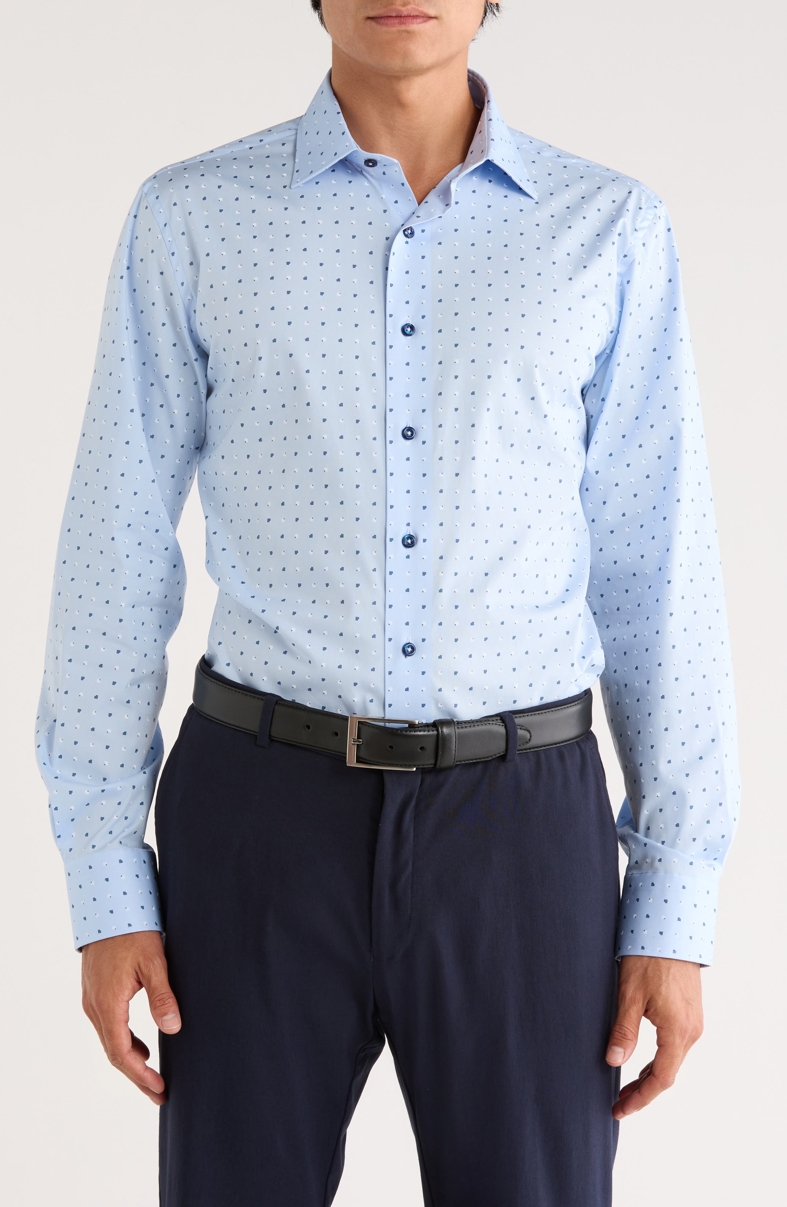 Lorenzo Uomo Print Trim Fit Dress Shirt