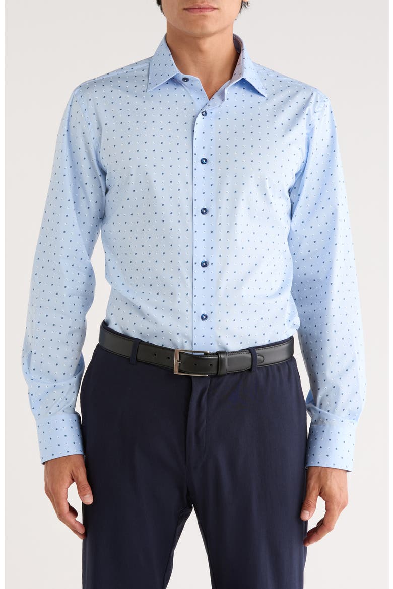 Print Trim Fit Dress Shirt, Main, color, LIGHT BLUE