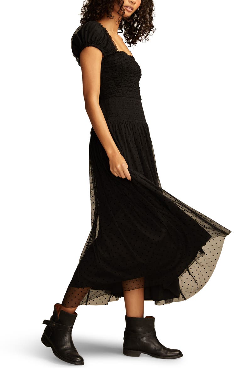 Lucky Brand Flocked Dot Mesh Dress, Alternate, color, 