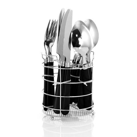 16 Piece Stainless Steel Flatware Set with Caddy