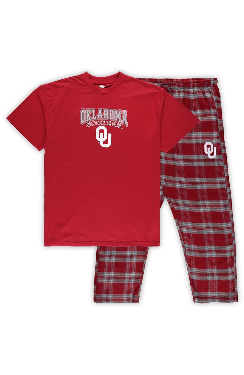PROFILE Men's Profile Crimson/Gray Oklahoma Sooners Big & Tall 2-Pack T-Shirt & Flannel Pants Set, Main, color, Crimson