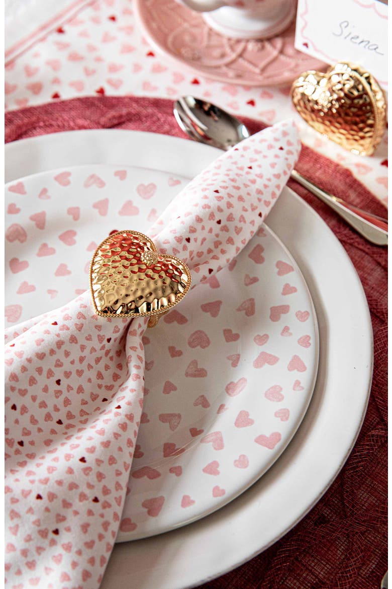 Berry & Thread Set of 4 Heart Napkin Rings, Alternate, color, GOLD