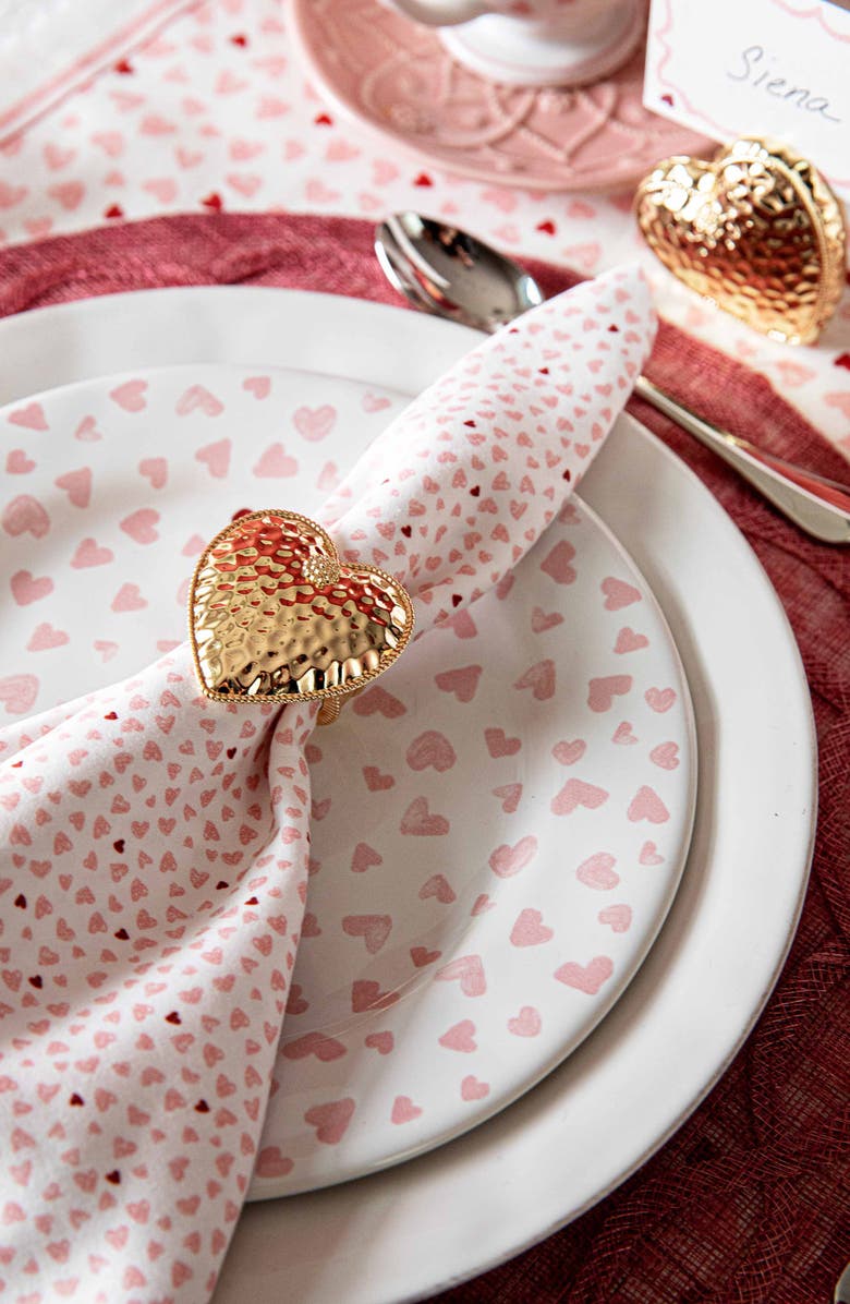 Juliska Berry & Thread Set of 4 Heart Napkin Rings, Alternate, color, Gold
