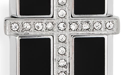 American Exchange Cross Dog Tag Pendant Necklace In Silver/black