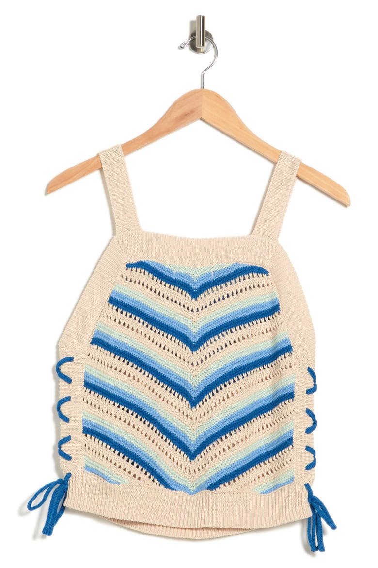 Crochet Knit Tank Top, Alternate, color, BLUE MULTI