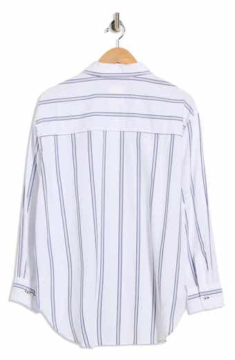 C & C California Alaina Oversize Embroidered Stripe Button-Up Shirt