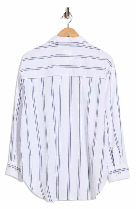 C & C California Alaina Oversize Embroidered Stripe Button-Up Shirt