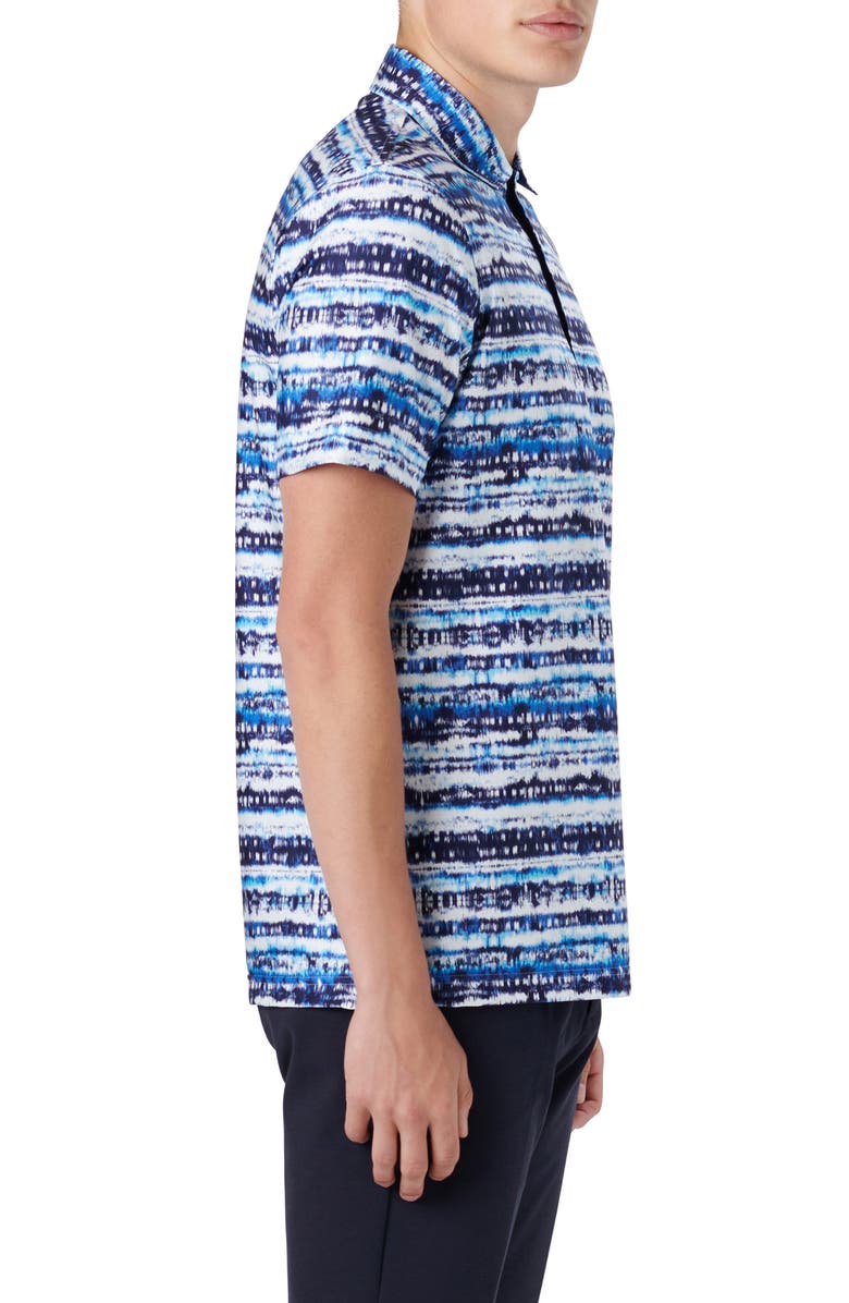 Bugatchi Hendrix Digital Abstract Print Cotton Polo, Alternate, color, Classic Blue