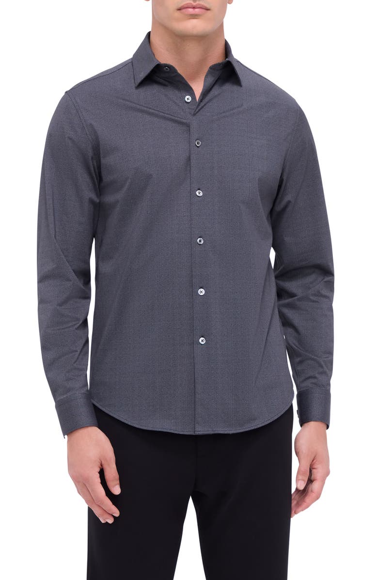 Bugatchi Jimmy OoohCotton<sup>®</sup> Herringbone Button-Up Shirt, Main, color,