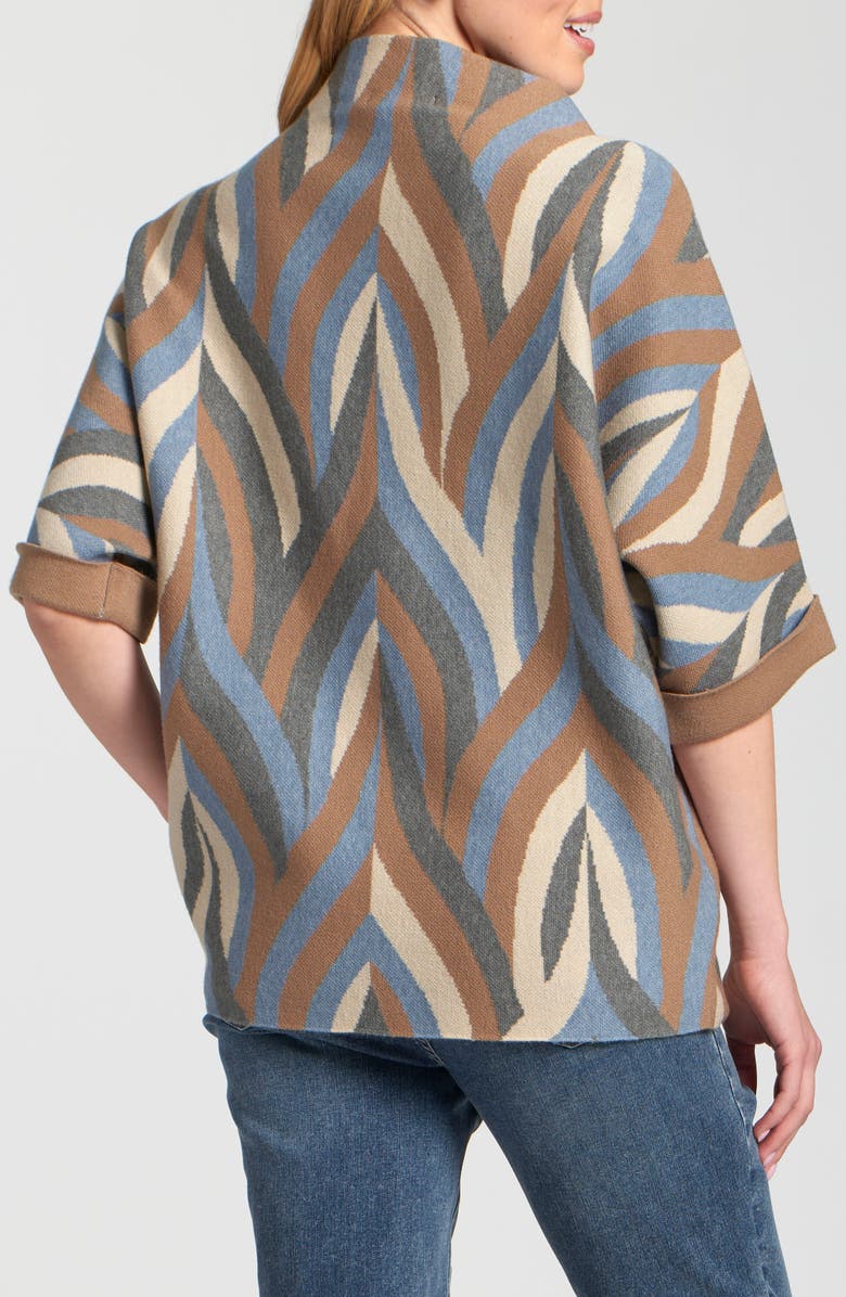 APNY Interlacing Lines Cowl Neck Sweater, Alternate, color, Beige/ Blue/ Mocha