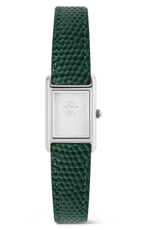 Bound Mini Tank Leather Strap Watch, 17mm x 26mm