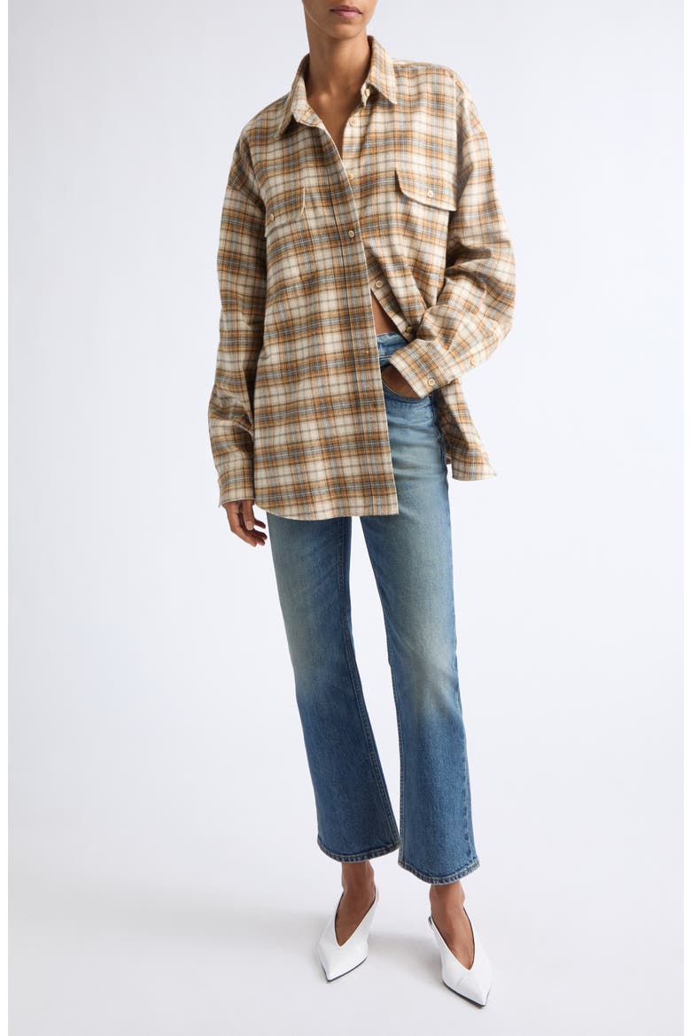 The Big Shirt Plaid Cotton Shirt, Alternate, color, GOLD PLAID