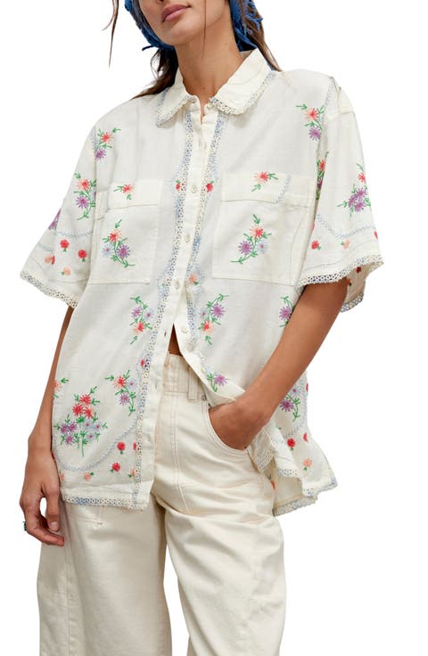 Emma Embroidererd Button-Up Top