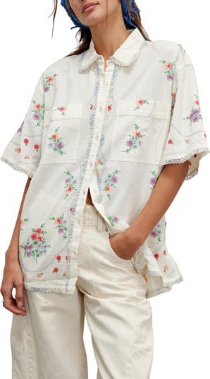 Free People Emma Embroidererd Button-Up Top | Nordstrom