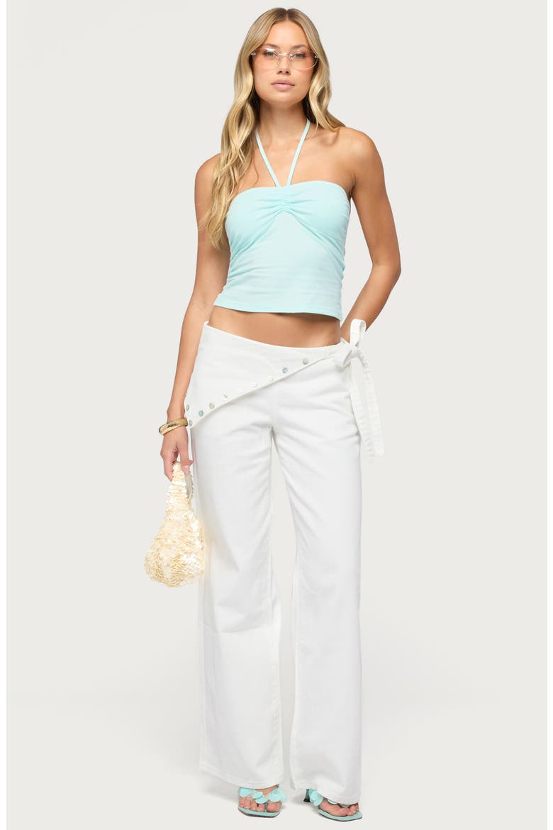 Yolandi Ruched Halter Top, Alternate, color, AQUA