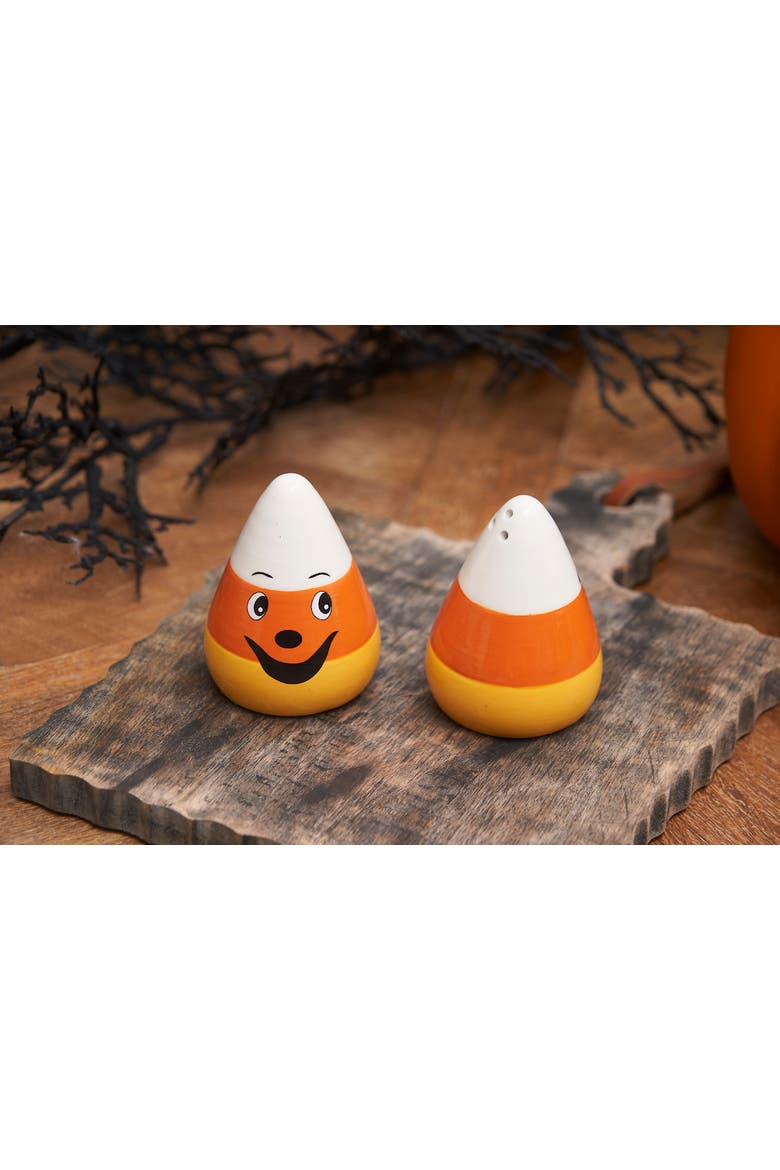 Vampire Fangs Candy Corn Halloween Dolomite Salt & Pepper Shakers Set of 2, Alternate, color, Orange