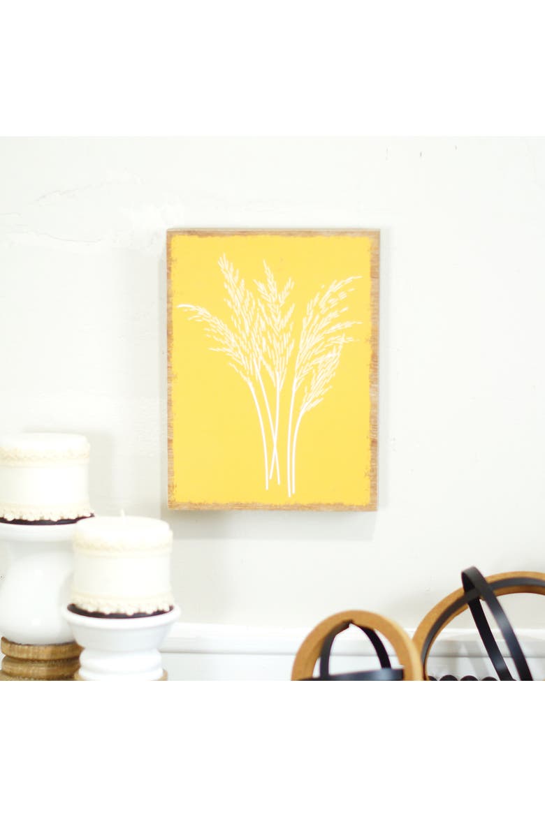 Wood 9.5 Inch Yellow Floral Pattern Wall Art, Decorative Wooden Wall Décor Accent, Alternate, color, Yellow