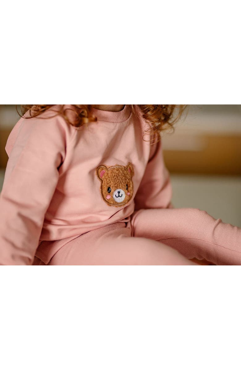 Pouf Girls Bear Sweatsuit, Alternate, color, Pink