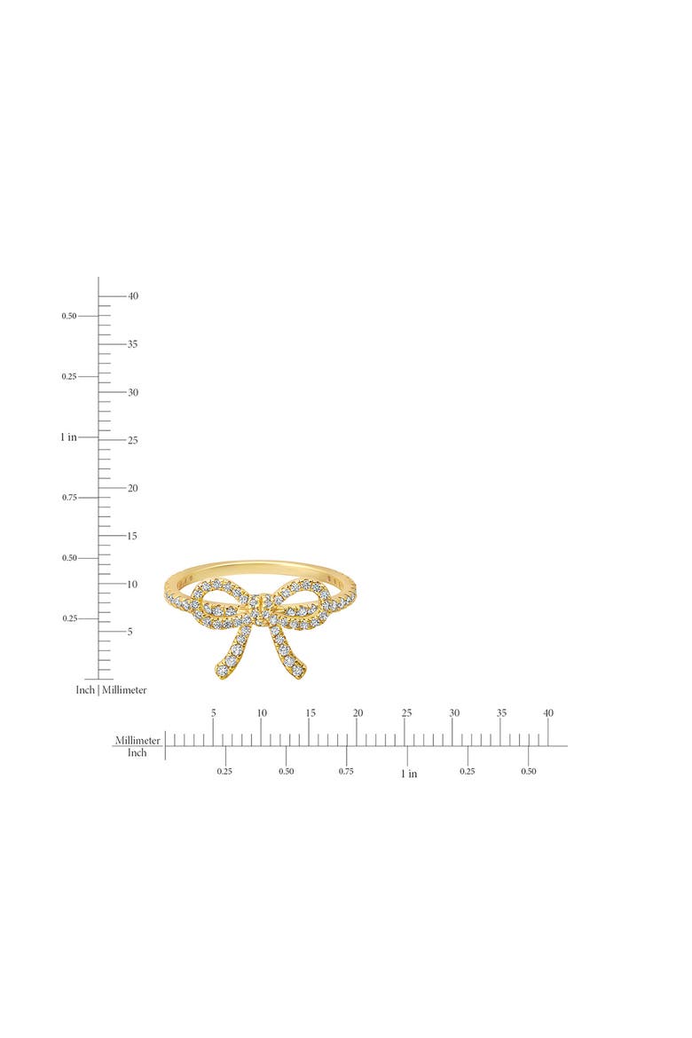 Fairy Tale Pavé Cubic Zirconia Bow Ring, Alternate, color, 18KT YELLOW GOLD/ CLEAR STONE