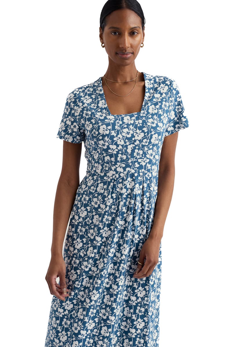 Seasalt Cornwall Seed Packet Floral Stretch Organic Cotton Midi Dress, Alternate, color, Mallow Vine Dusk
