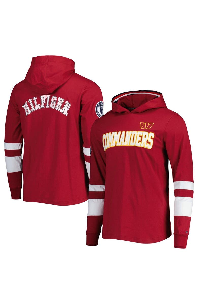 Tommy Hilfiger Men's Tommy Hilfiger Burgundy/White Washington Commanders Alex Long Sleeve Hoodie T-Shirt, Main, color, Burgundy