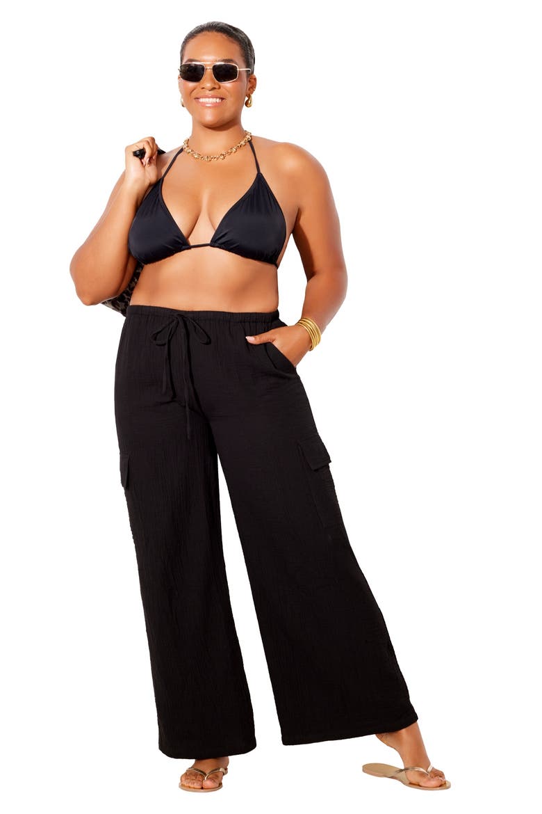 Cotton Gauze Cargo Pant, Main, color, Black