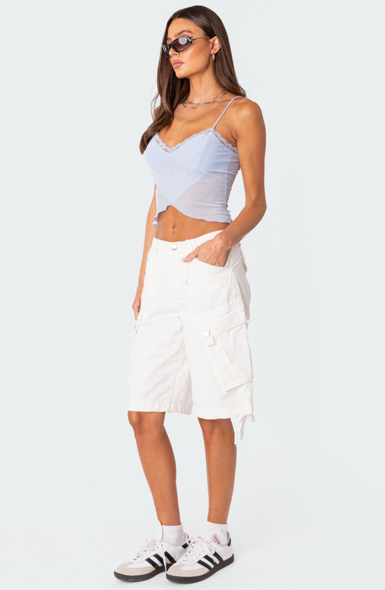 EDIKTED Crossover Mesh Crop Camisole, Alternate, color, Light-Blue