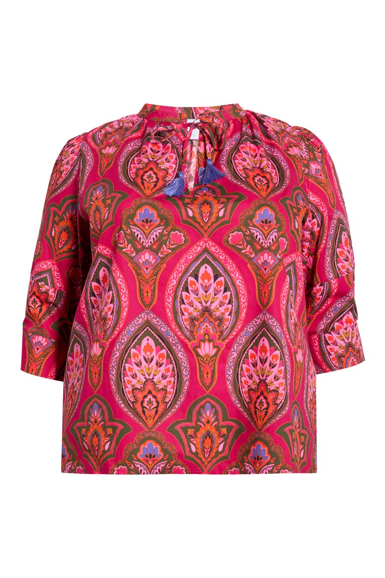 Azura Paisley Irina Split Neck Top, Alternate, color, BERRY-MULTI